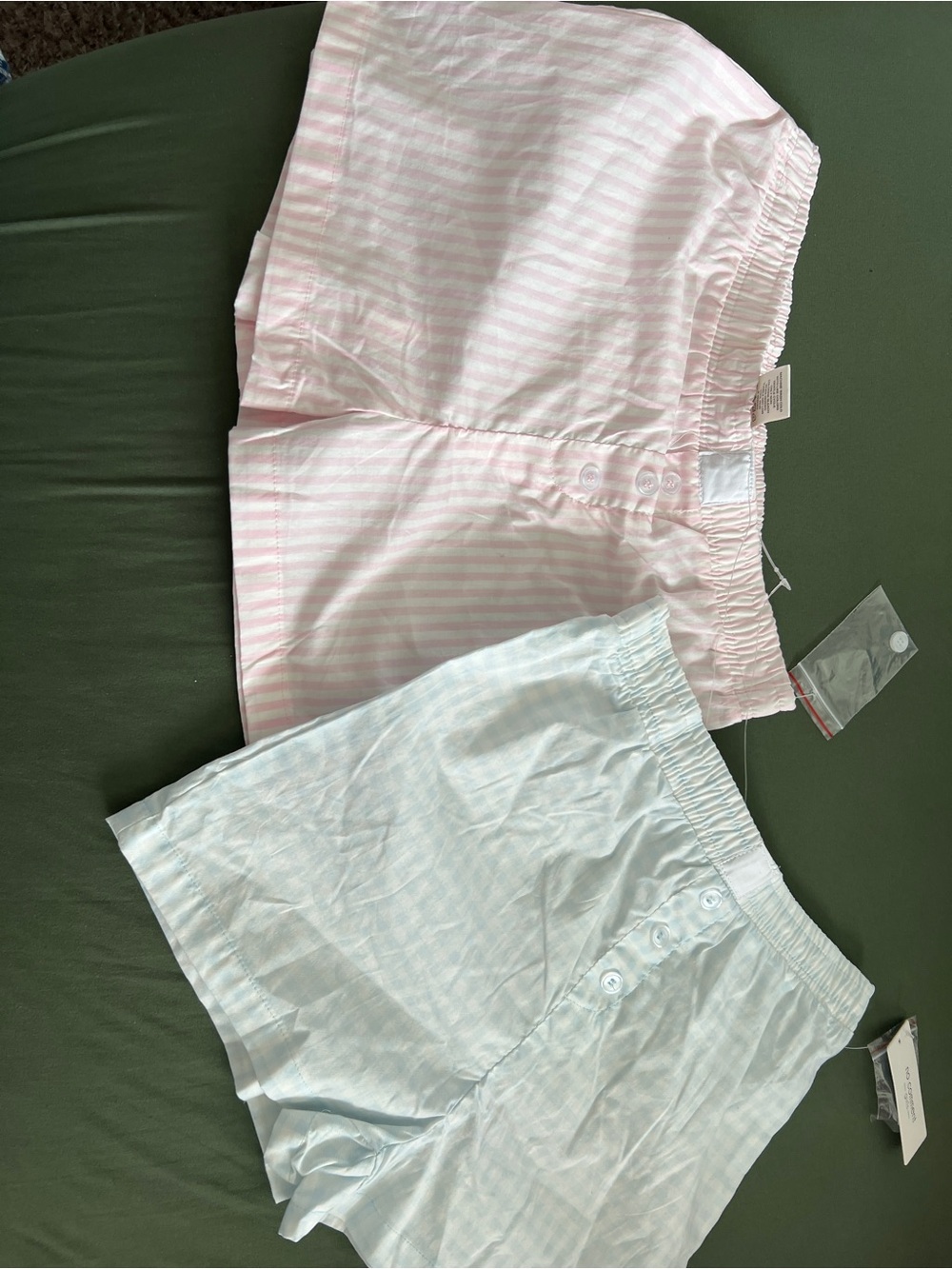Pair of Girl Shorts 100% Cotton - Pink & Light Blue Size M 10-12